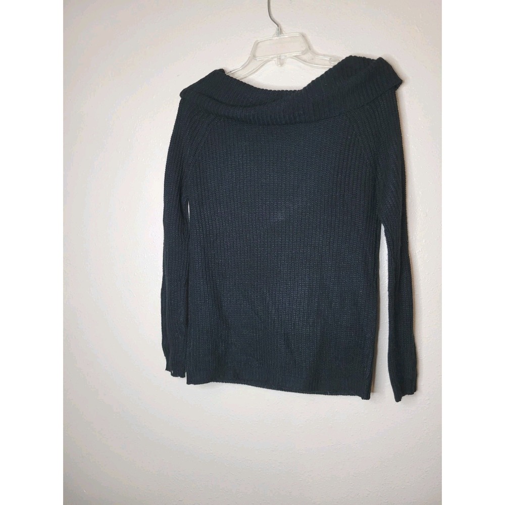 Ambiance‎ Apparel 100% Acrylic Black Sweater Folded Wide Neck Long Sleeve Sz S - Picture 4 of 16